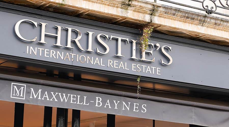Bordeaux , Aquitaine / France - 10 17 2019 : Christie`s International Real Estate sign store logo on boutique Christies shop